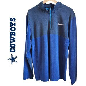 Nike Dallas Cowboys 1/4 Zip Long Sleeve Pullover Shirt Blue L